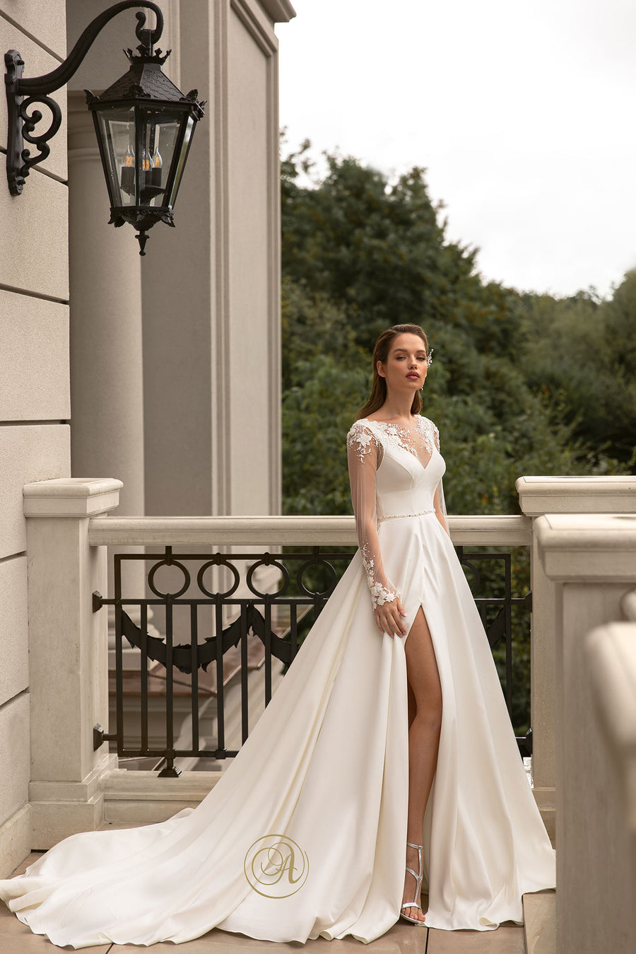 a line wedding dress lace A-Line Strapless Floral Lace Wedding Dresses main image 0